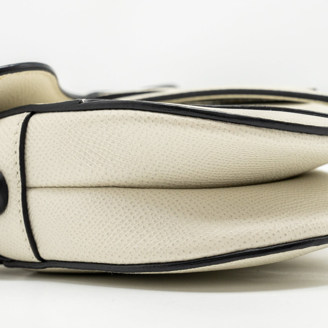 Top quality Dior Mini Saddle Bag Calfskin White