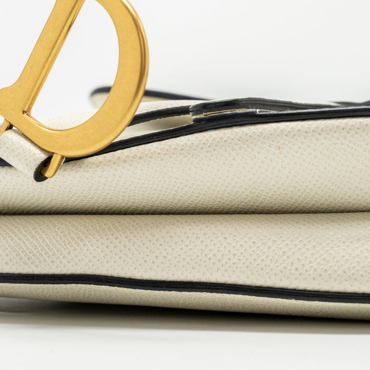 Top quality Dior Mini Saddle Bag Calfskin White