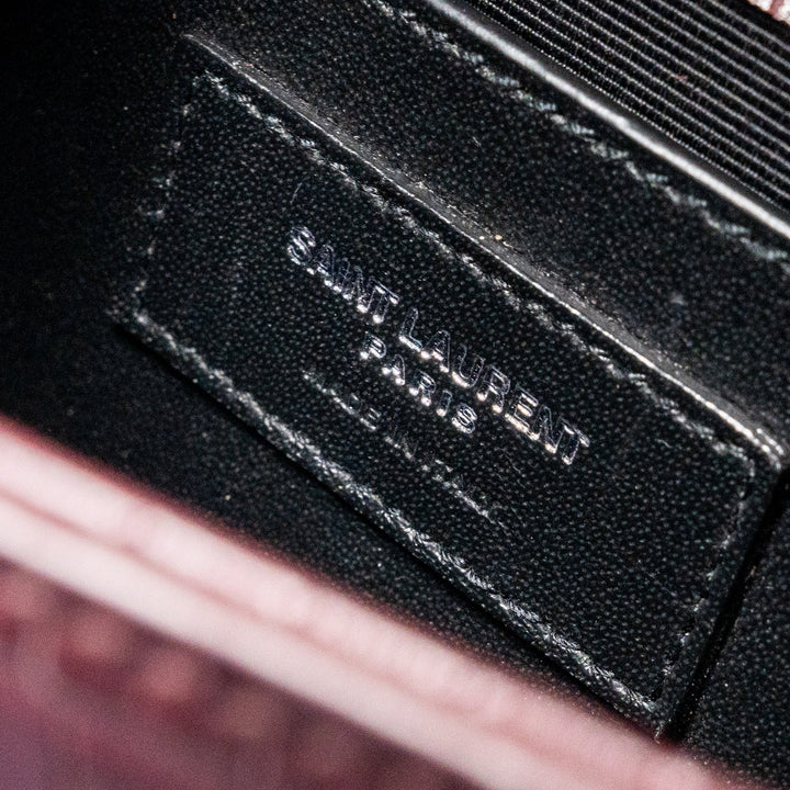 Saint Laurent/YSL Kate Bag Croc Embossed Calfskin Burgundy SHW