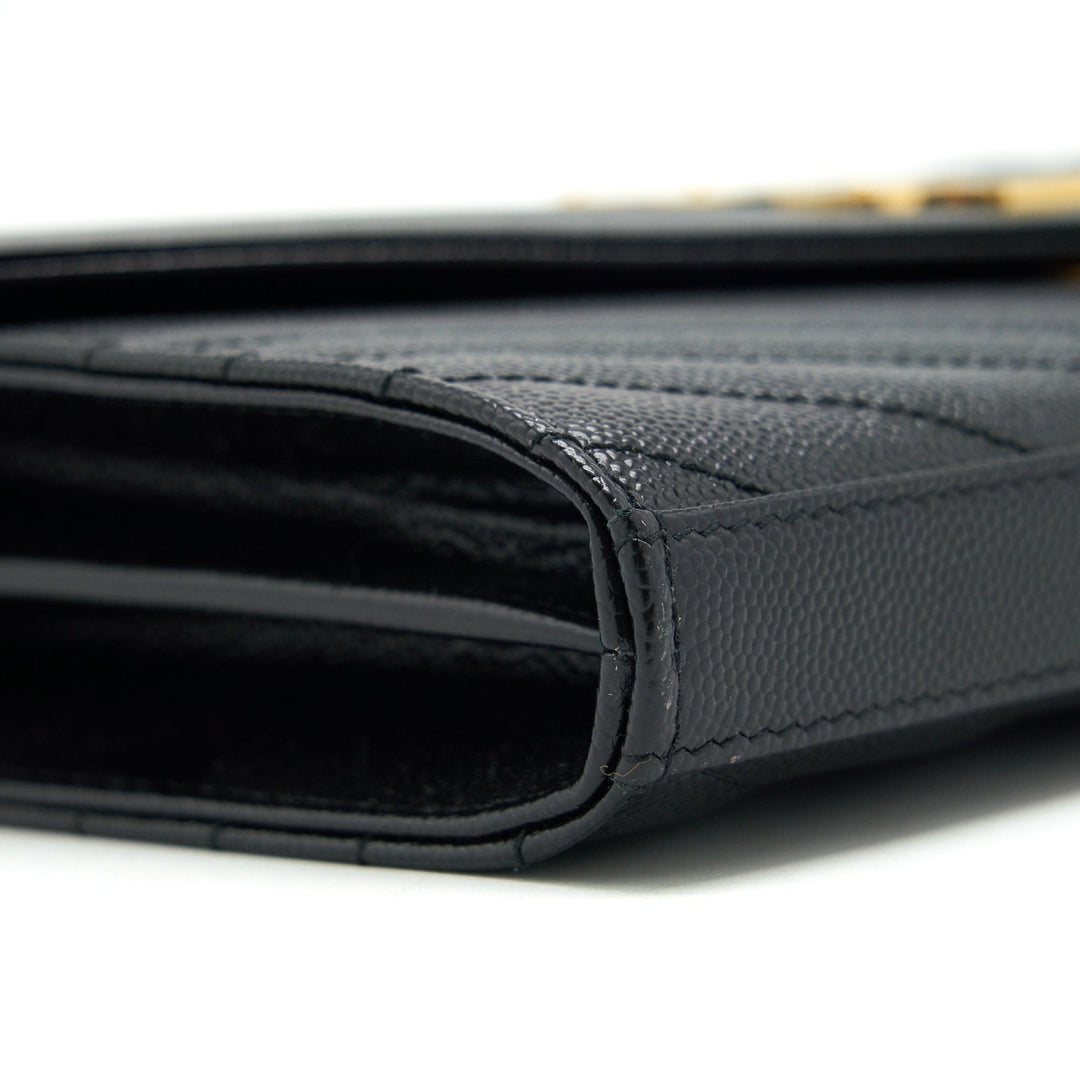 Saint laurent Envelope Chain Crossbody Bag Grained CalfSkin black GHW