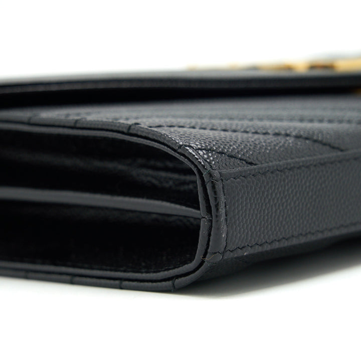 Saint laurent Envelope Chain Crossbody Bag Grained CalfSkin black GHW