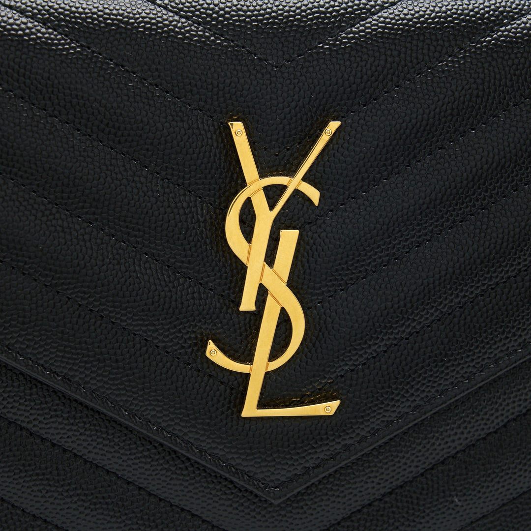 Saint laurent Envelope Chain Crossbody Bag Grained CalfSkin black GHW