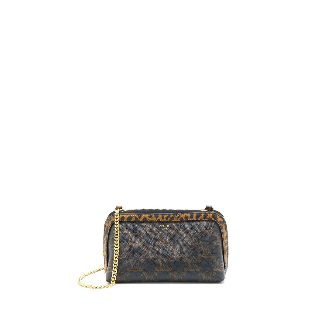 Celine Clutch With Chain Triomphe Canvas Limited Edge Print