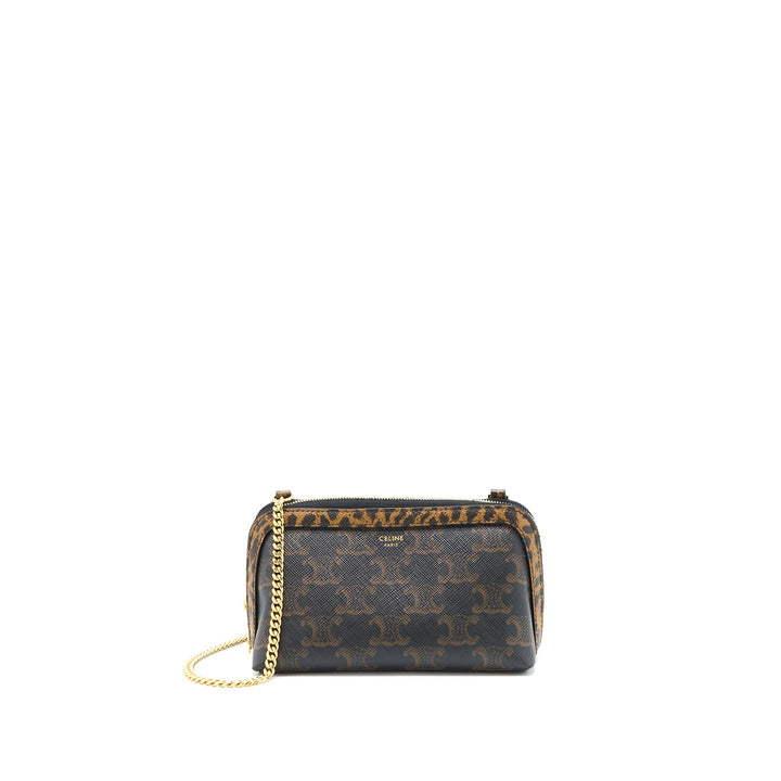 Celine Clutch With Chain Triomphe Canvas Limited Edge Print