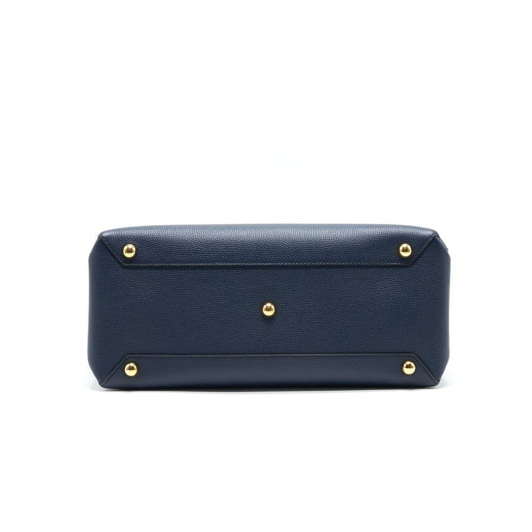 Burberry Leather/ Canvas Tote Bag Navy