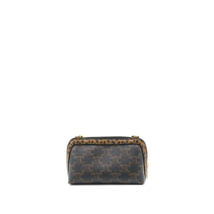 Celine Clutch With Chain Triomphe Canvas Limited Edge Print