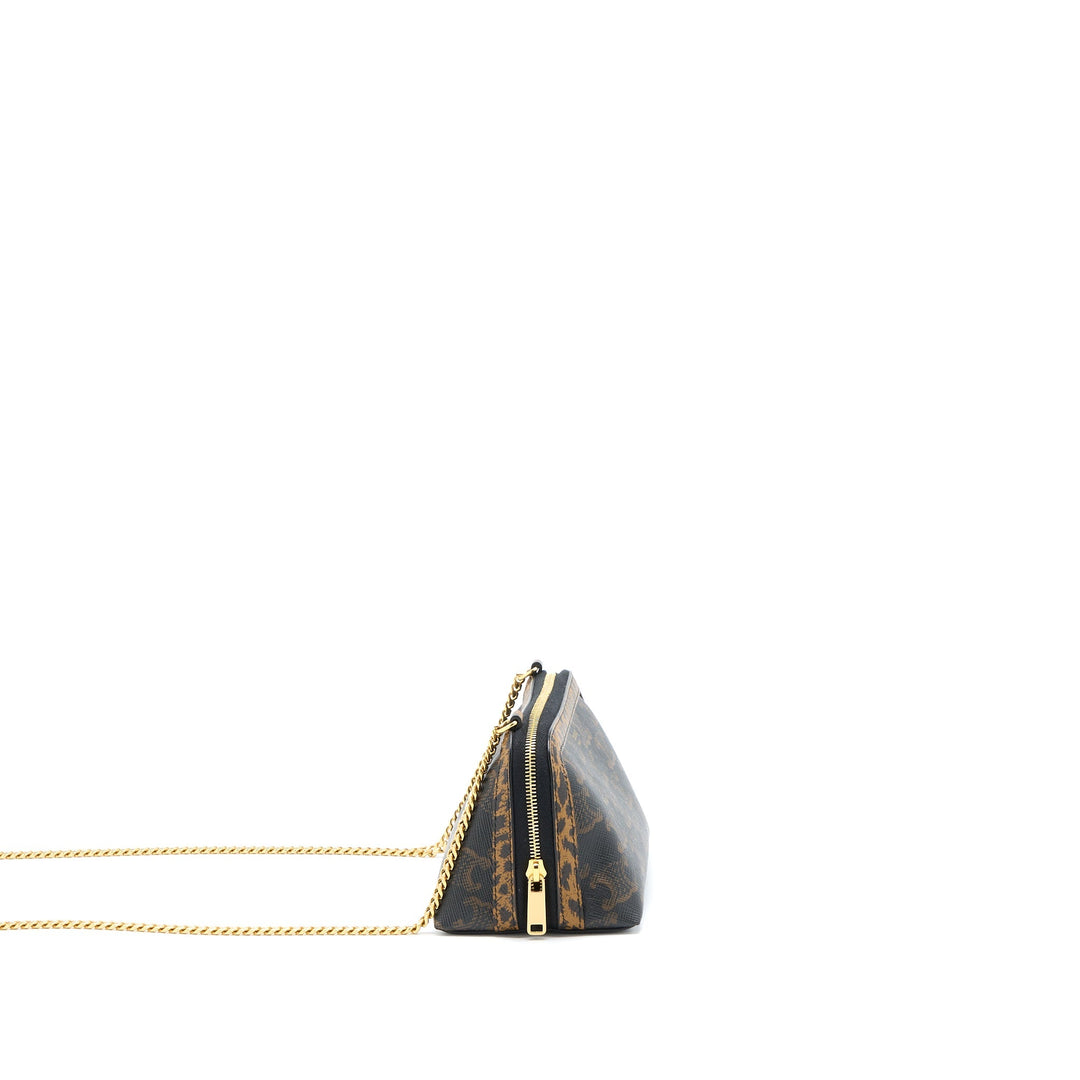 Celine Clutch With Chain Triomphe Canvas Limited Edge Print