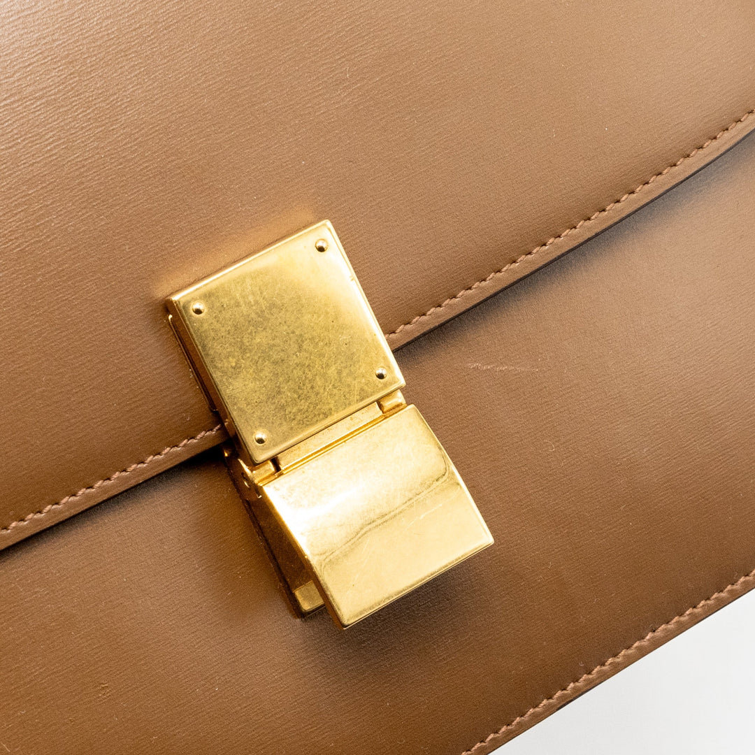 Celine Medium Classic Box Bag Calfskin Brown