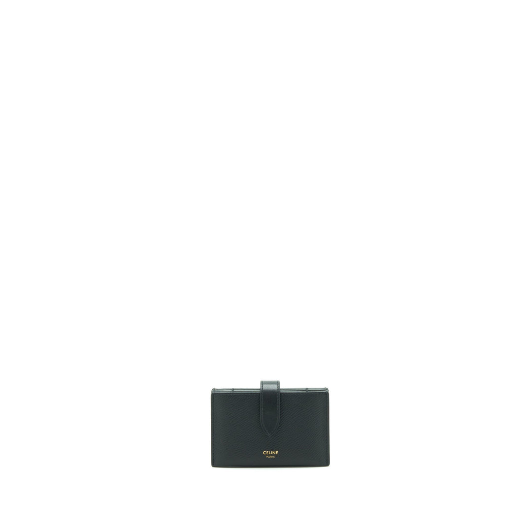 Top Quality Celine Accordeon Card Holder Grained Calfskin Black
