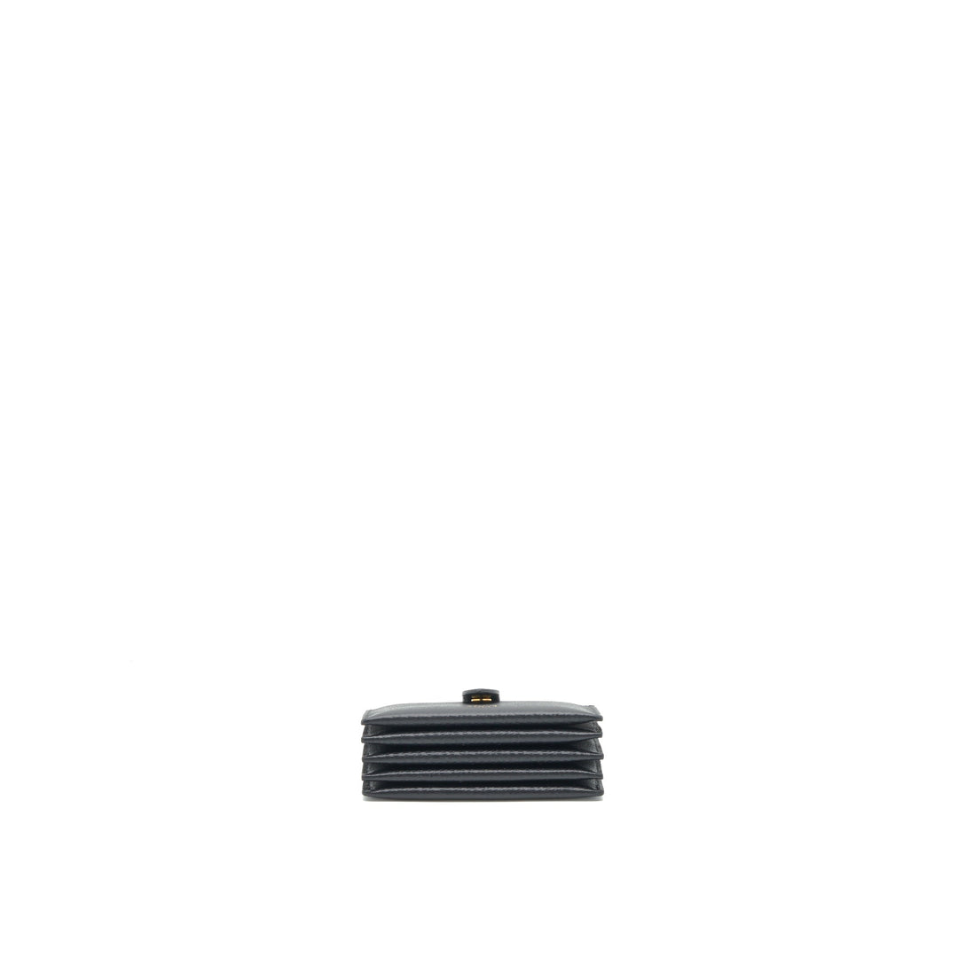 Celine Accordeon Card Holder Grained Calfskin Black