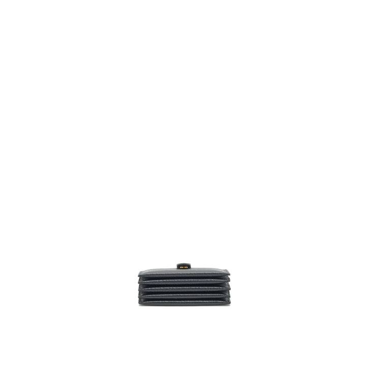 Celine Accordeon Card Holder Grained Calfskin Black