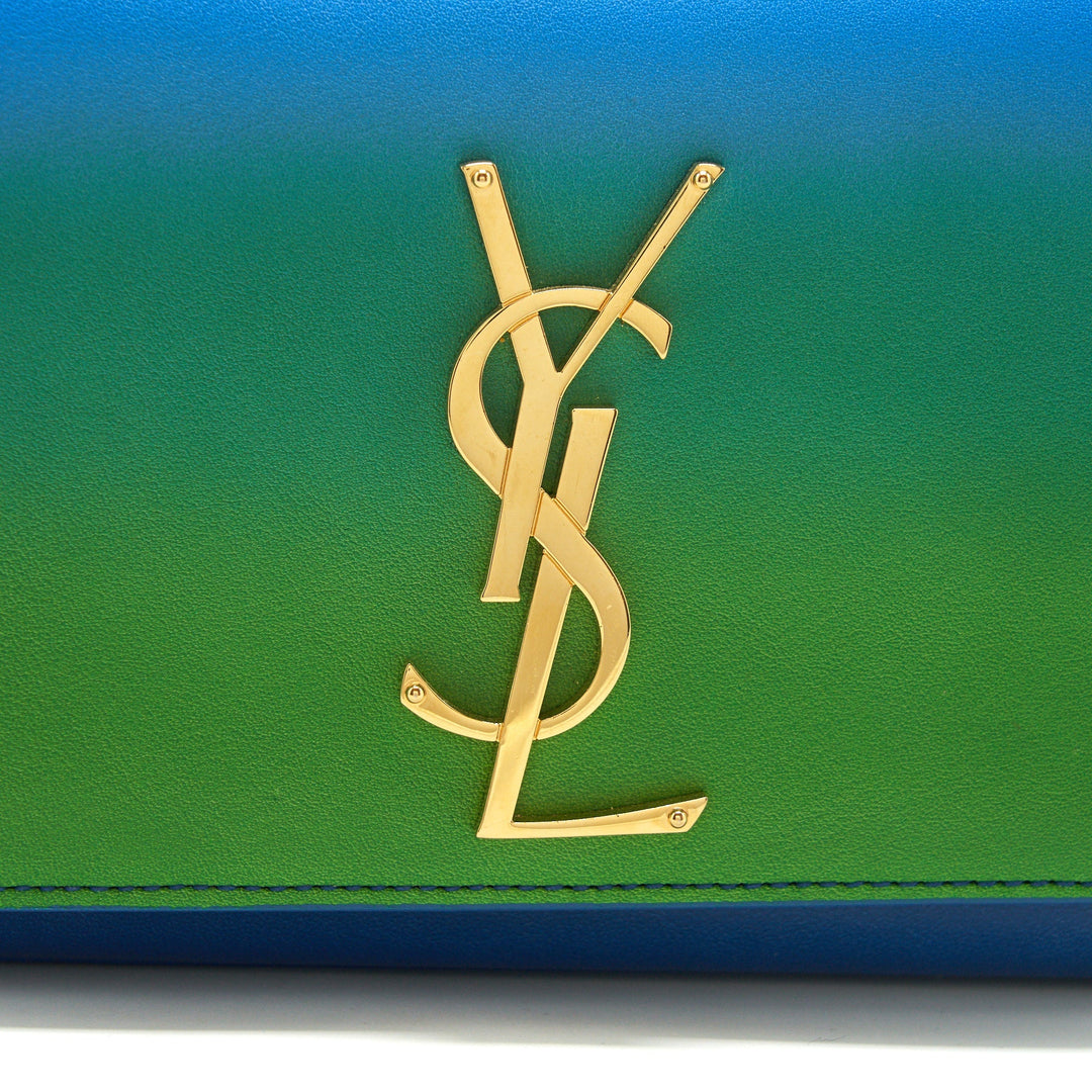 Saint Laurent Mini kate chain Bag (17cm) blue/ green GHW
