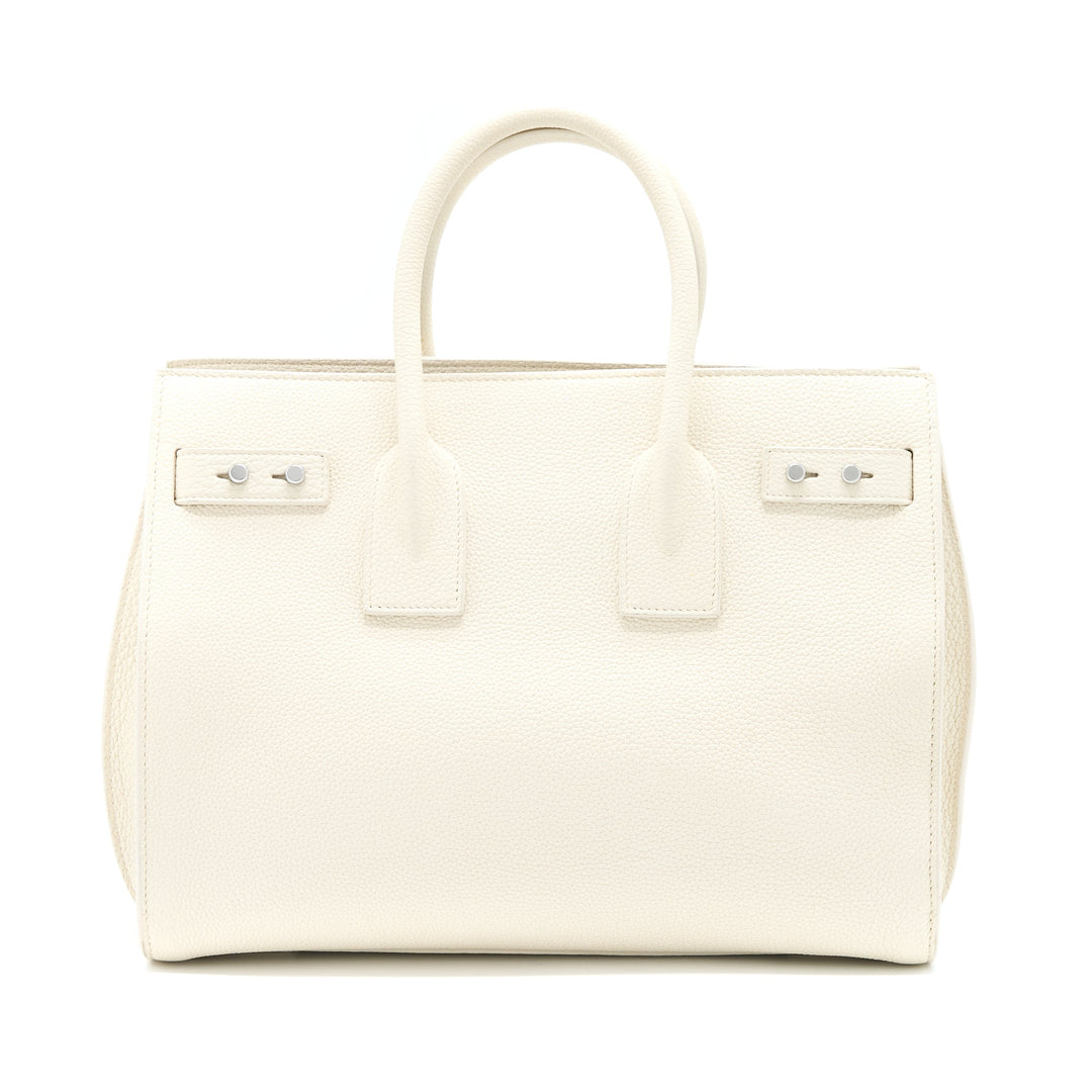 Saint Laurent Sac De Jour Tote Bag Calfskin White SHW