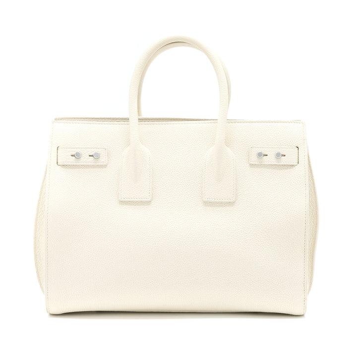 Saint Laurent Sac De Jour Tote Bag Calfskin White SHW