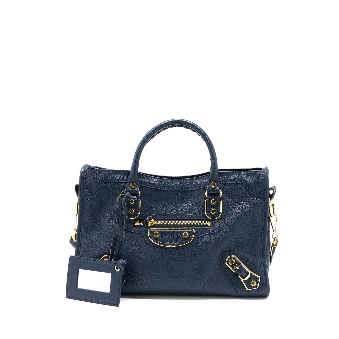 Top Quality Balenciaga Mini City Bag Navy GHW