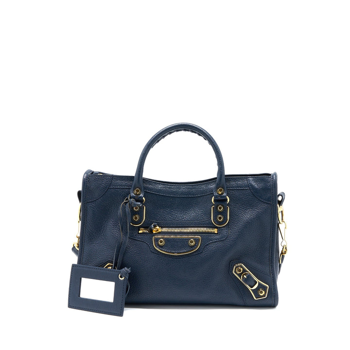 Top Quality Balenciaga Mini City Bag Navy GHW