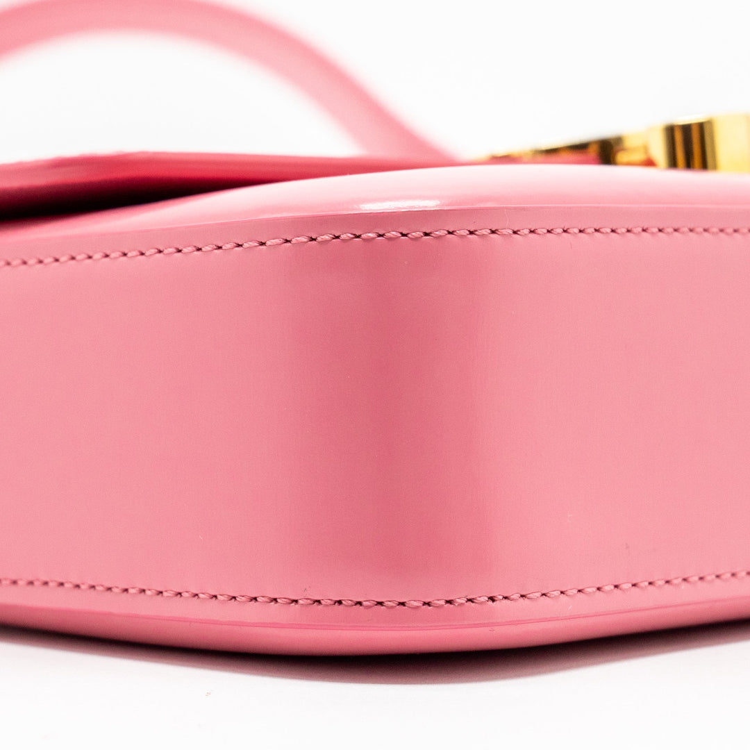 Top Quality Celine Triomphe Shoulder Bag Shiny Calfskin Flamingo