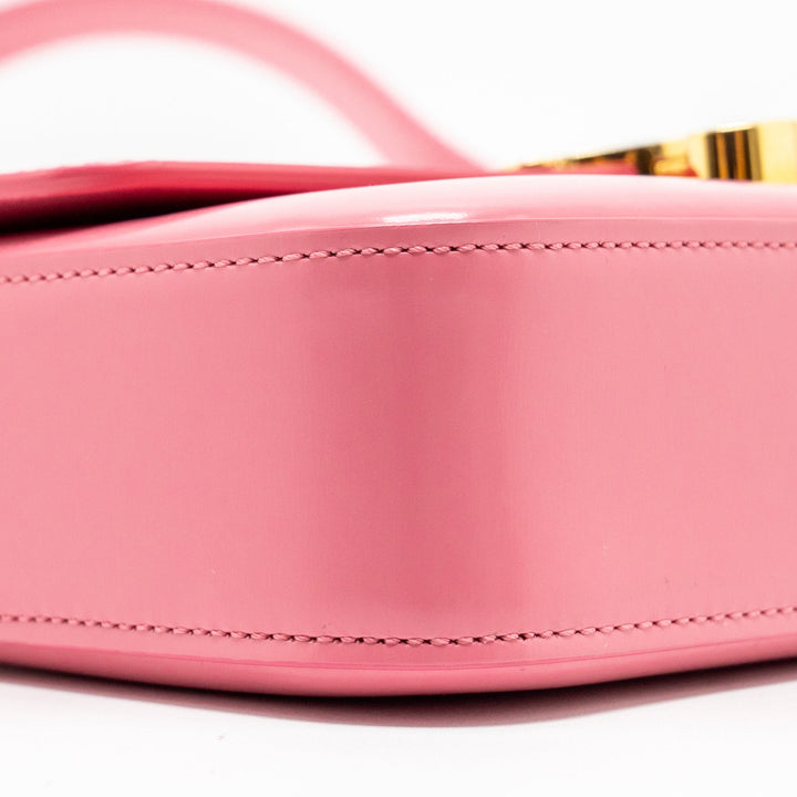 Top Quality Celine Triomphe Shoulder Bag Shiny Calfskin Flamingo