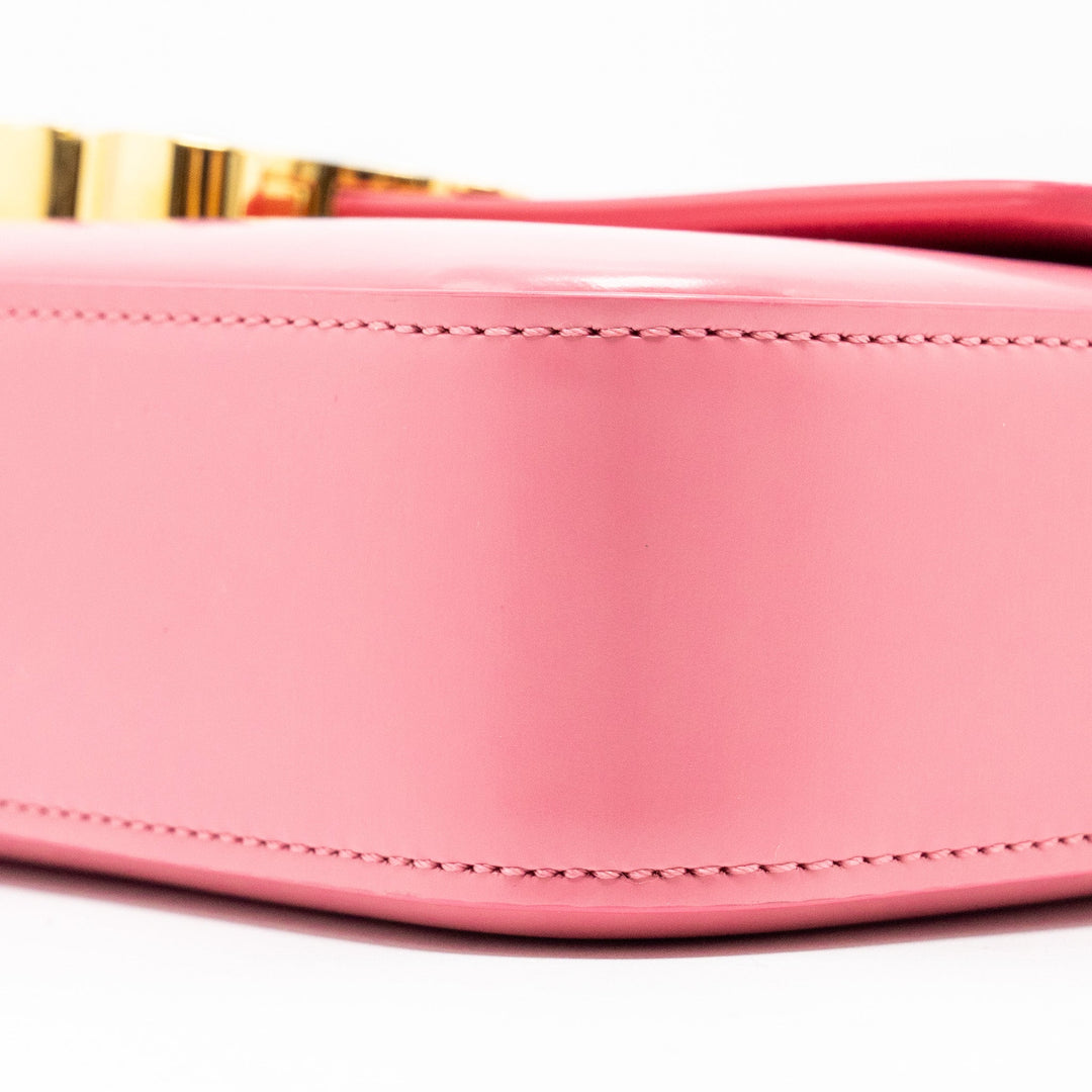 Top Quality Celine Triomphe Shoulder Bag Shiny Calfskin Flamingo