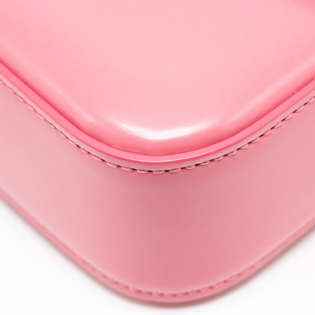 Top Quality Celine Triomphe Shoulder Bag Shiny Calfskin Flamingo