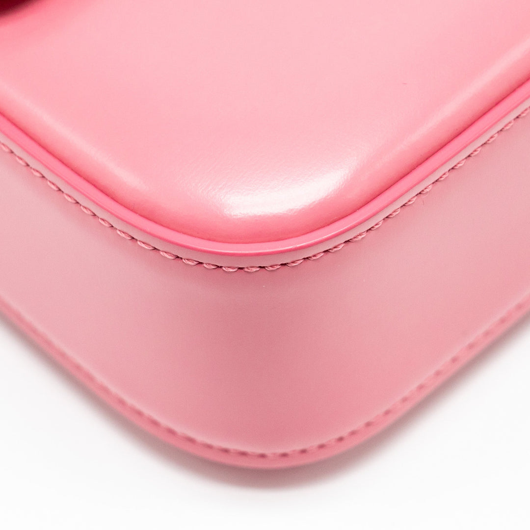 Top Quality Celine Triomphe Shoulder Bag Shiny Calfskin Flamingo