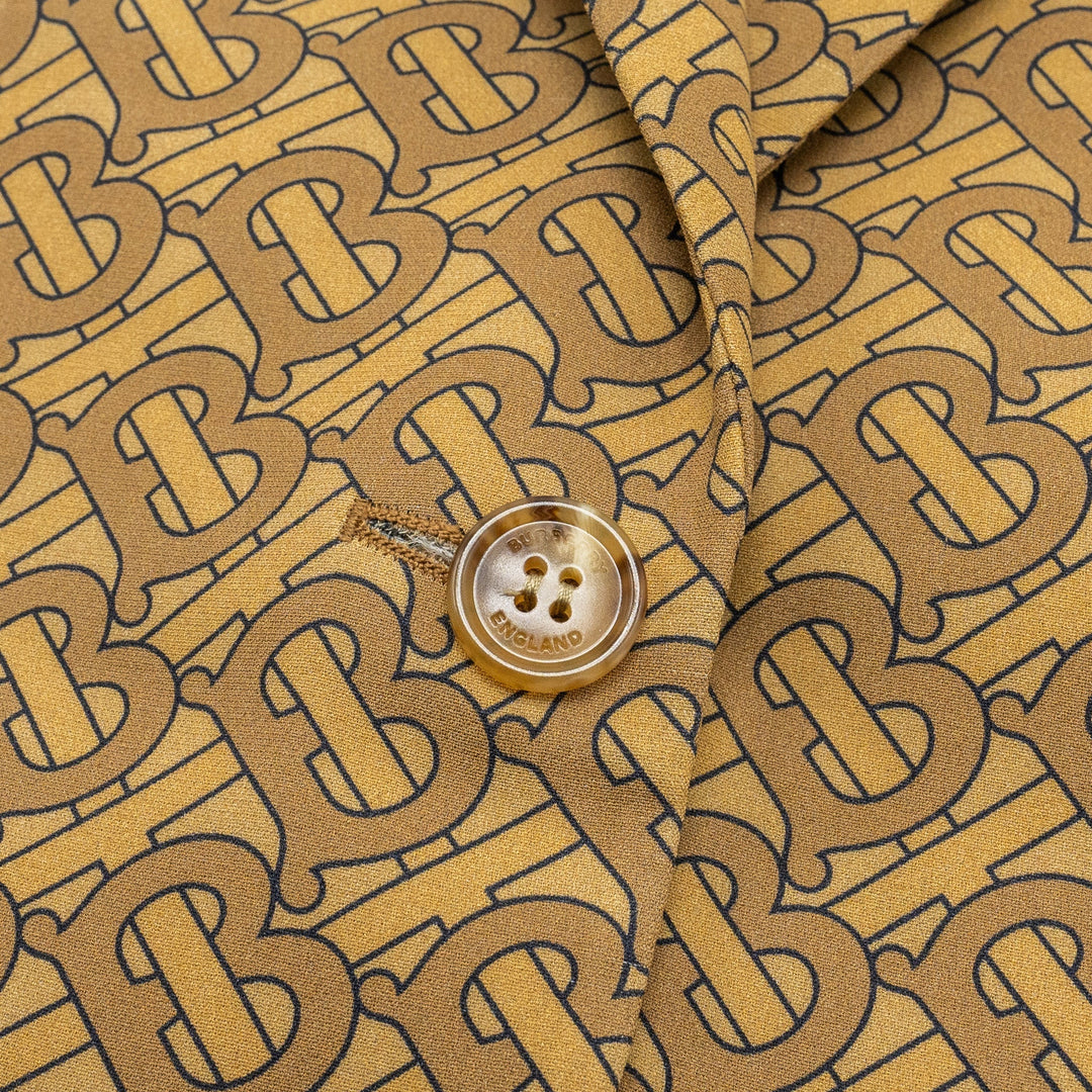 Burberry Size IT36 Monogram Print Slim-Fit Blazer Silk Tawny