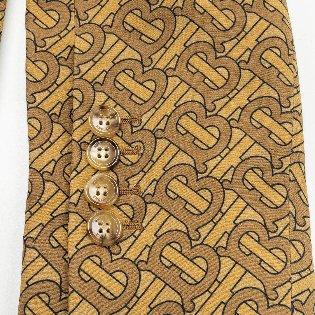 Burberry Size IT36 Monogram Print Slim-Fit Blazer Silk Tawny