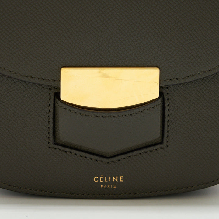 Top Quality Celine Small Trotteur bag grained calfskin Olive green