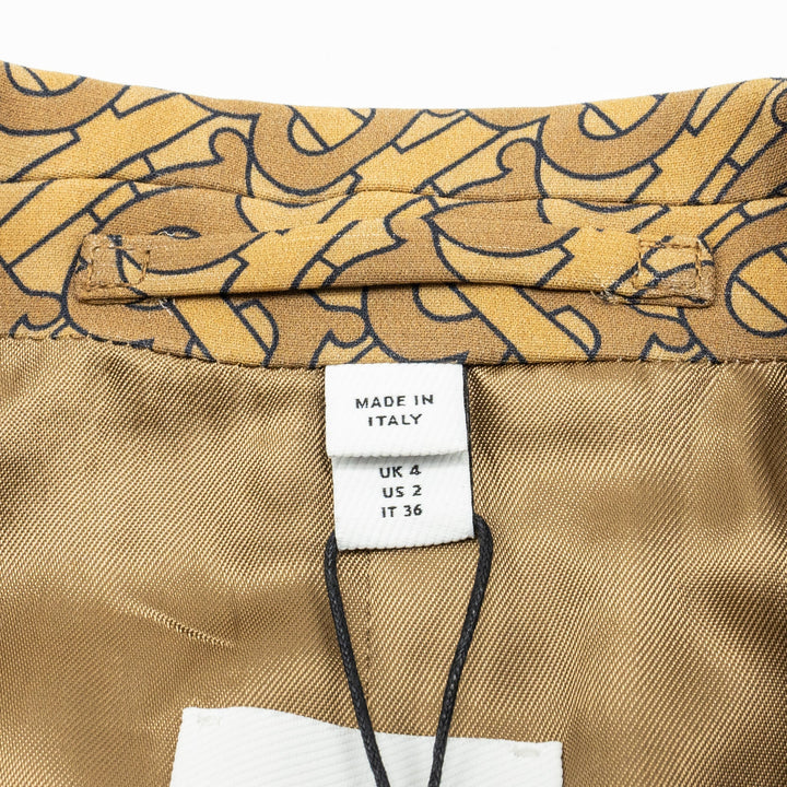 Burberry Size IT36 Monogram Print Slim-Fit Blazer Silk Tawny