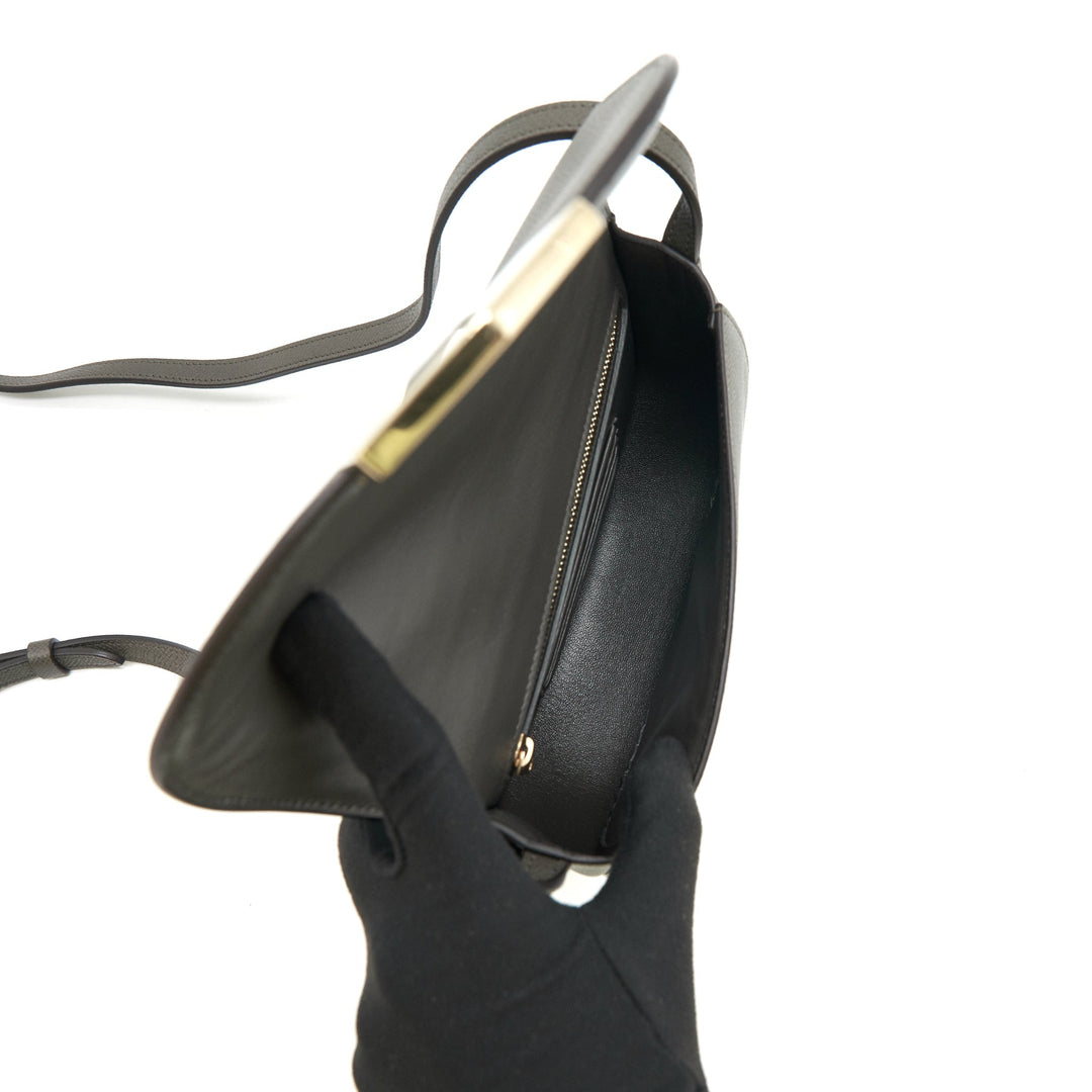 Top Quality Celine Small Trotteur bag grained calfskin Olive green