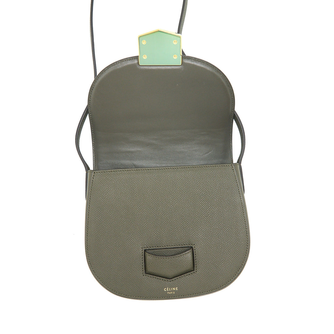 Top Quality Celine Small Trotteur bag grained calfskin Olive green