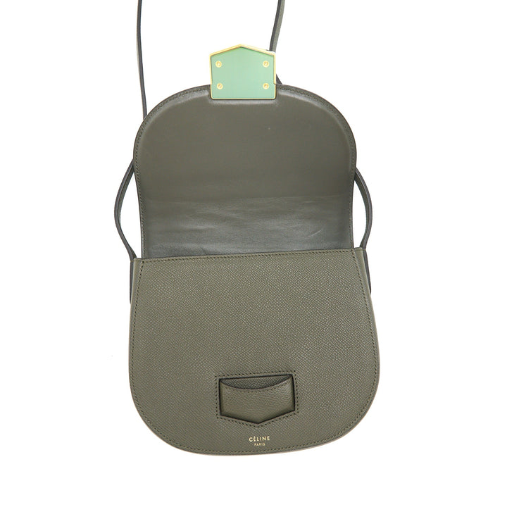 Top Quality Celine Small Trotteur bag grained calfskin Olive green