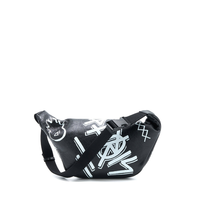 Top Quality Balenciaga Graffiti Waist Bag Leather Black Ruthenium Hardware
