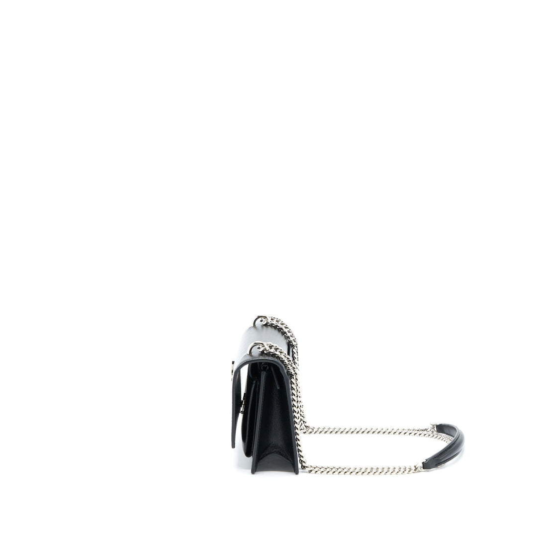Saint Laurent Sunset Chain Wallet Smooth Calfskin Black SHW