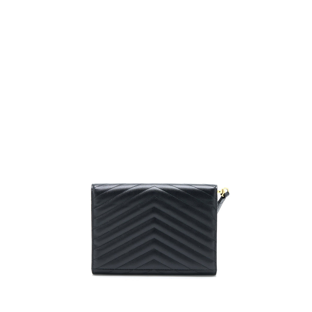 Saint Laurent/YSL Envelop Clutch Grained Calfskin Black GHW