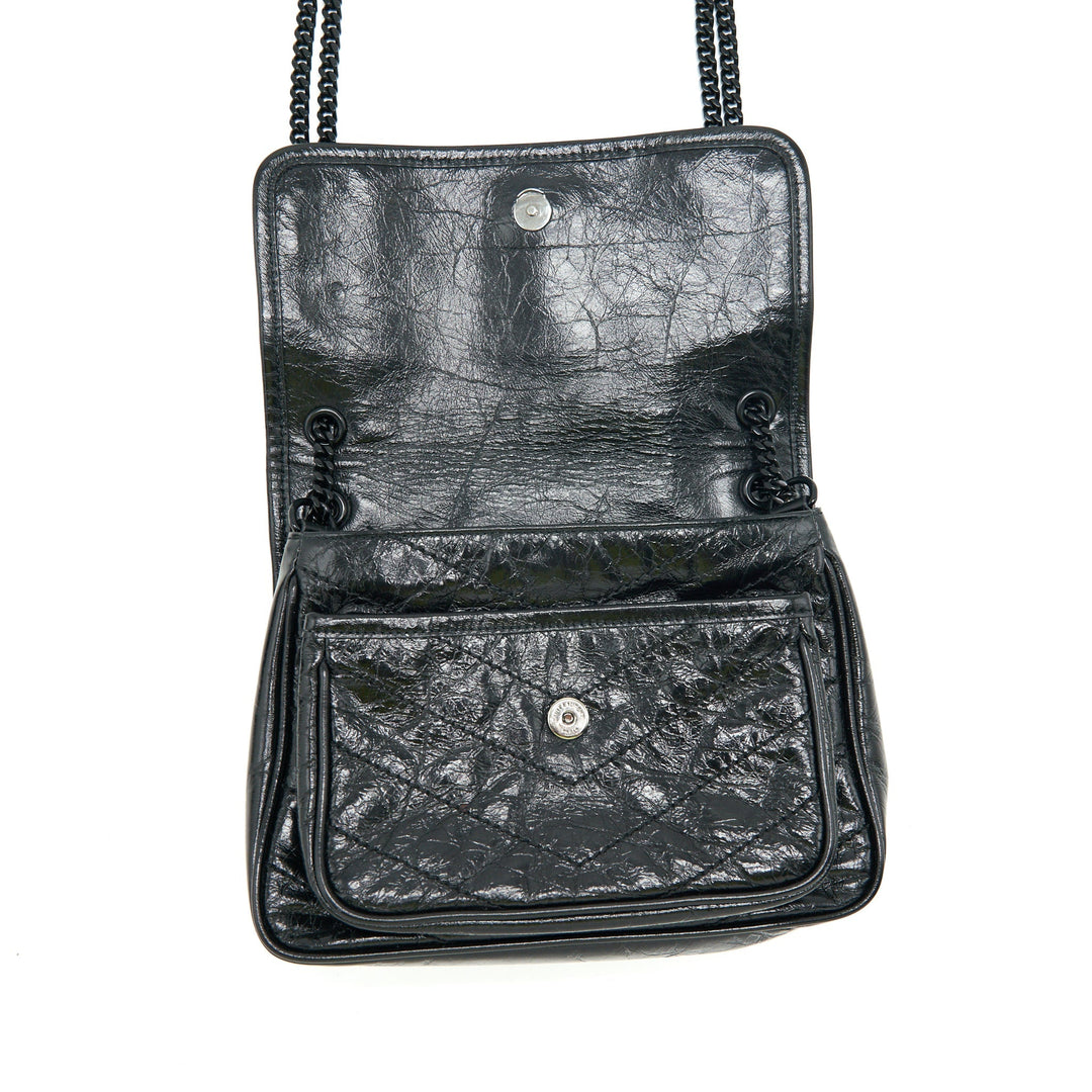 Saint Laurent Medium Niki Bag crinkled Vintage so black