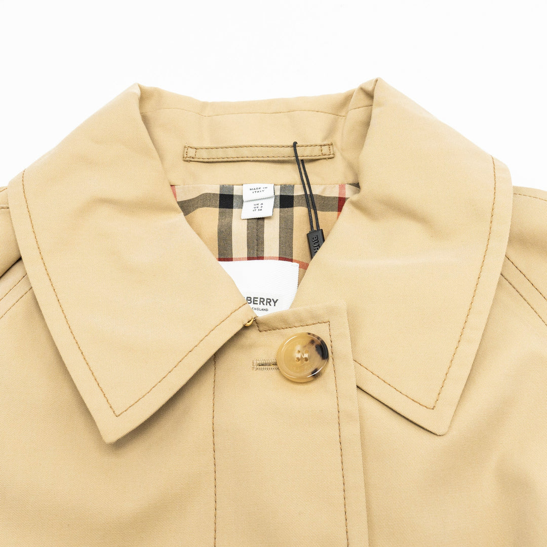 Burberry Size IT36 Corset-Belt Long Gabardine Trench Coat Cotton Light Beige