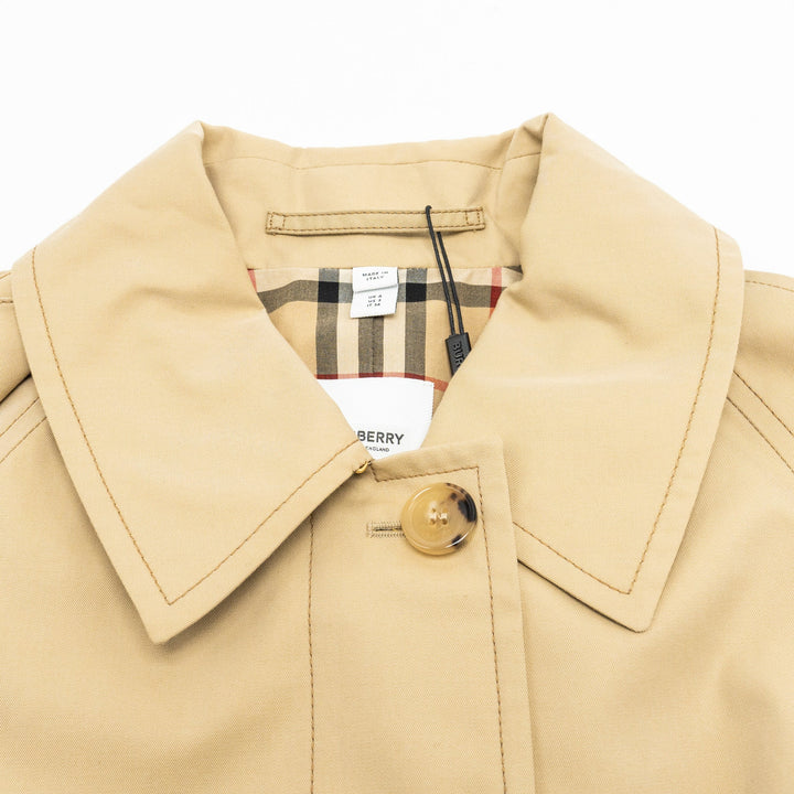 Burberry Size IT36 Corset-Belt Long Gabardine Trench Coat Cotton Light Beige