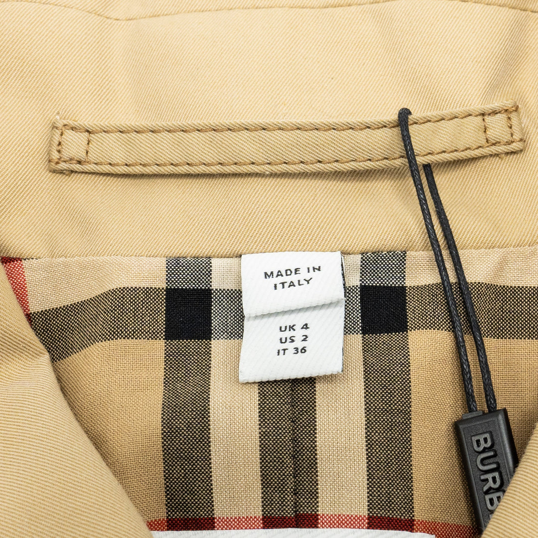 Burberry Size IT36 Corset-Belt Long Gabardine Trench Coat Cotton Light Beige