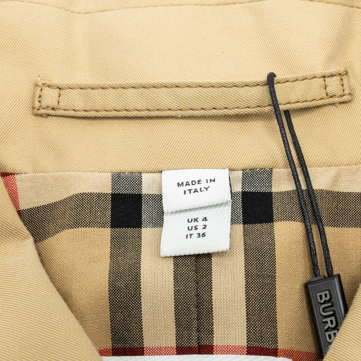 Burberry Size IT36 Corset-Belt Long Gabardine Trench Coat Cotton Light Beige
