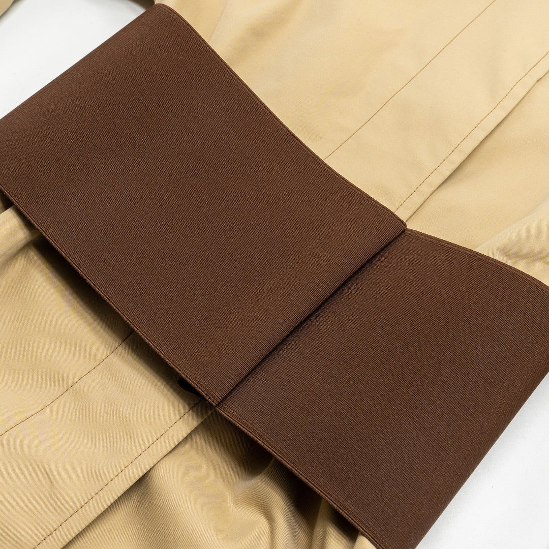 Burberry Size IT36 Corset-Belt Long Gabardine Trench Coat Cotton Light Beige