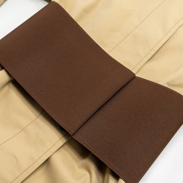 Burberry Size IT36 Corset-Belt Long Gabardine Trench Coat Cotton Light Beige