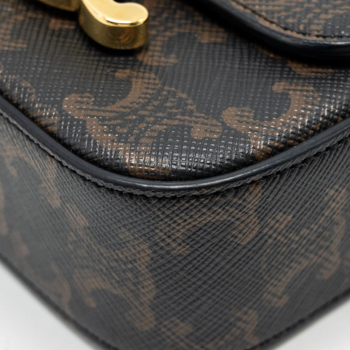 Celine Claude Triomphe Canvas / Calfskin Tan