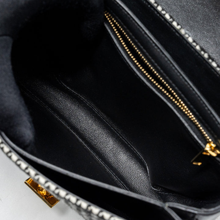 Celine Medium C Bag Tweed/ Leather Black/ White
