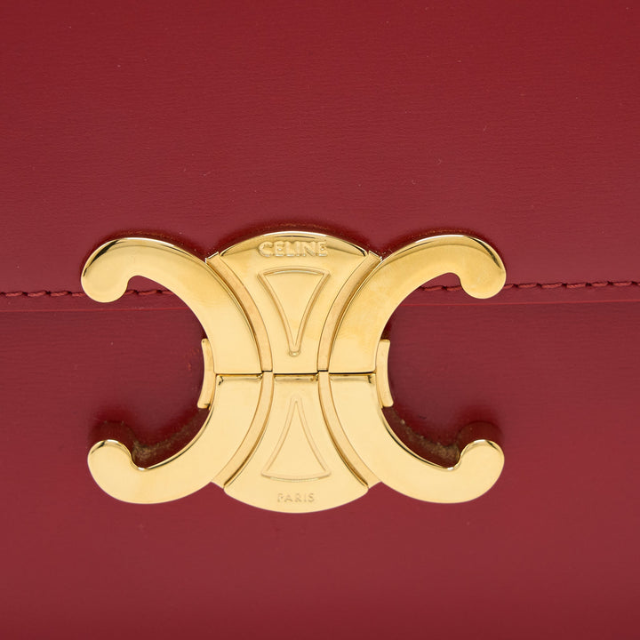 Celine Medium Classique Triomphe Bag Shiny Calfskin Red