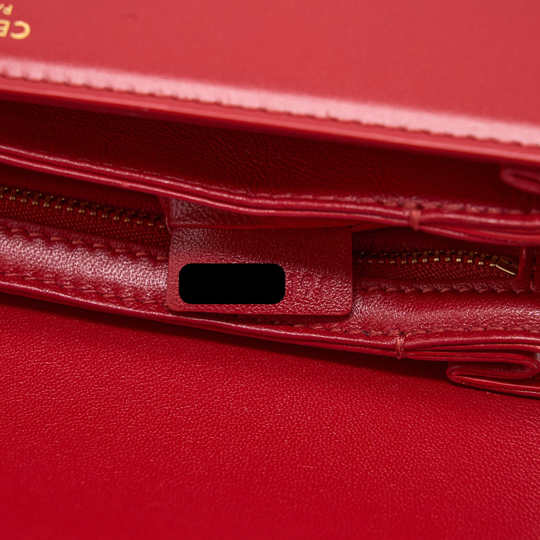 Celine Medium Classique Triomphe Bag Shiny Calfskin Red