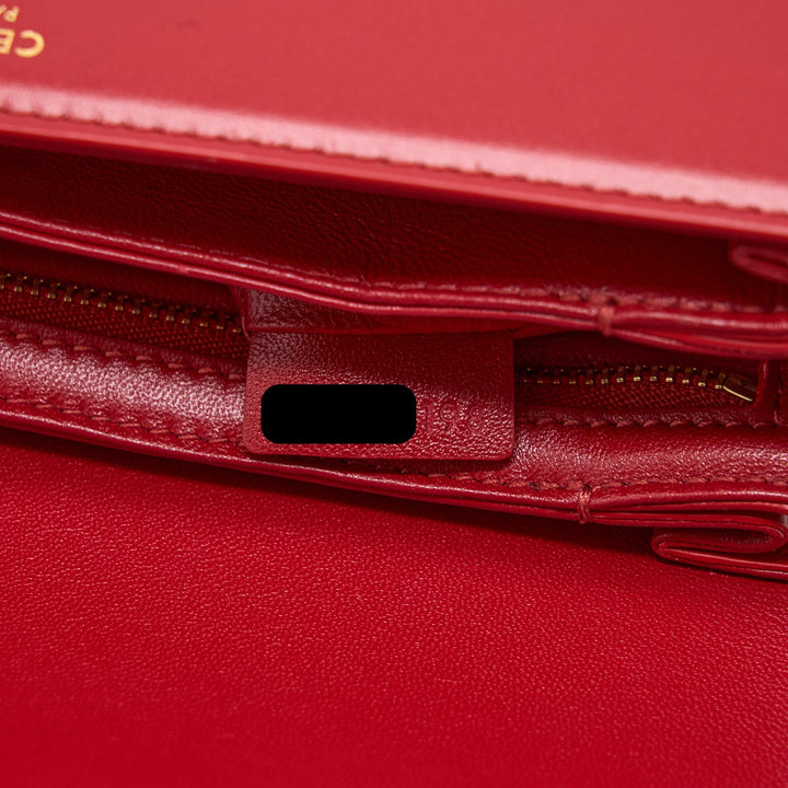 Celine Medium Classique Triomphe Bag Shiny Calfskin Red