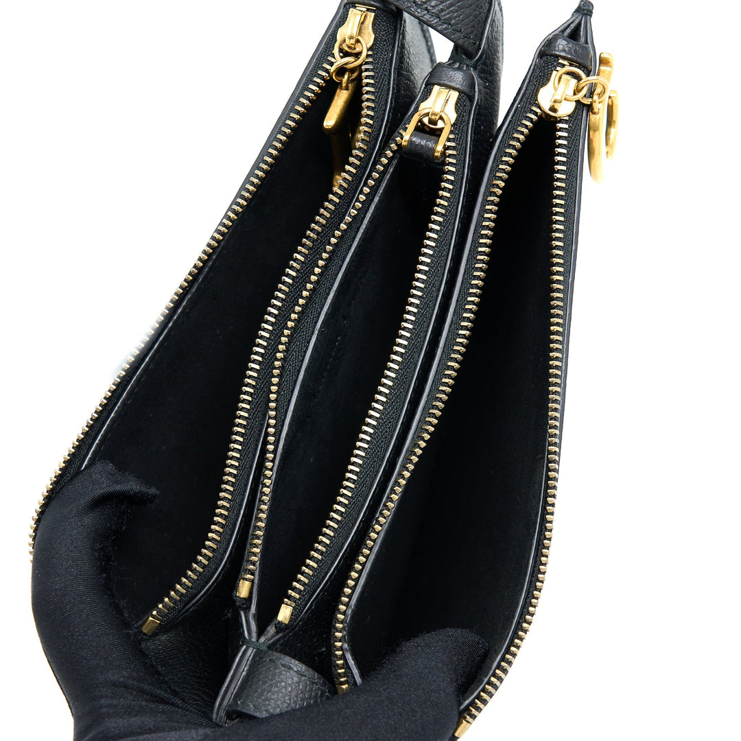 Top quality Dior Saddle Trio Crossbody Pouch Calfskin Black