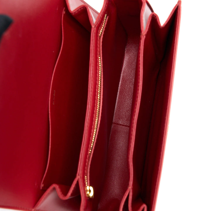 Celine Medium Classique Triomphe Bag Shiny Calfskin Red