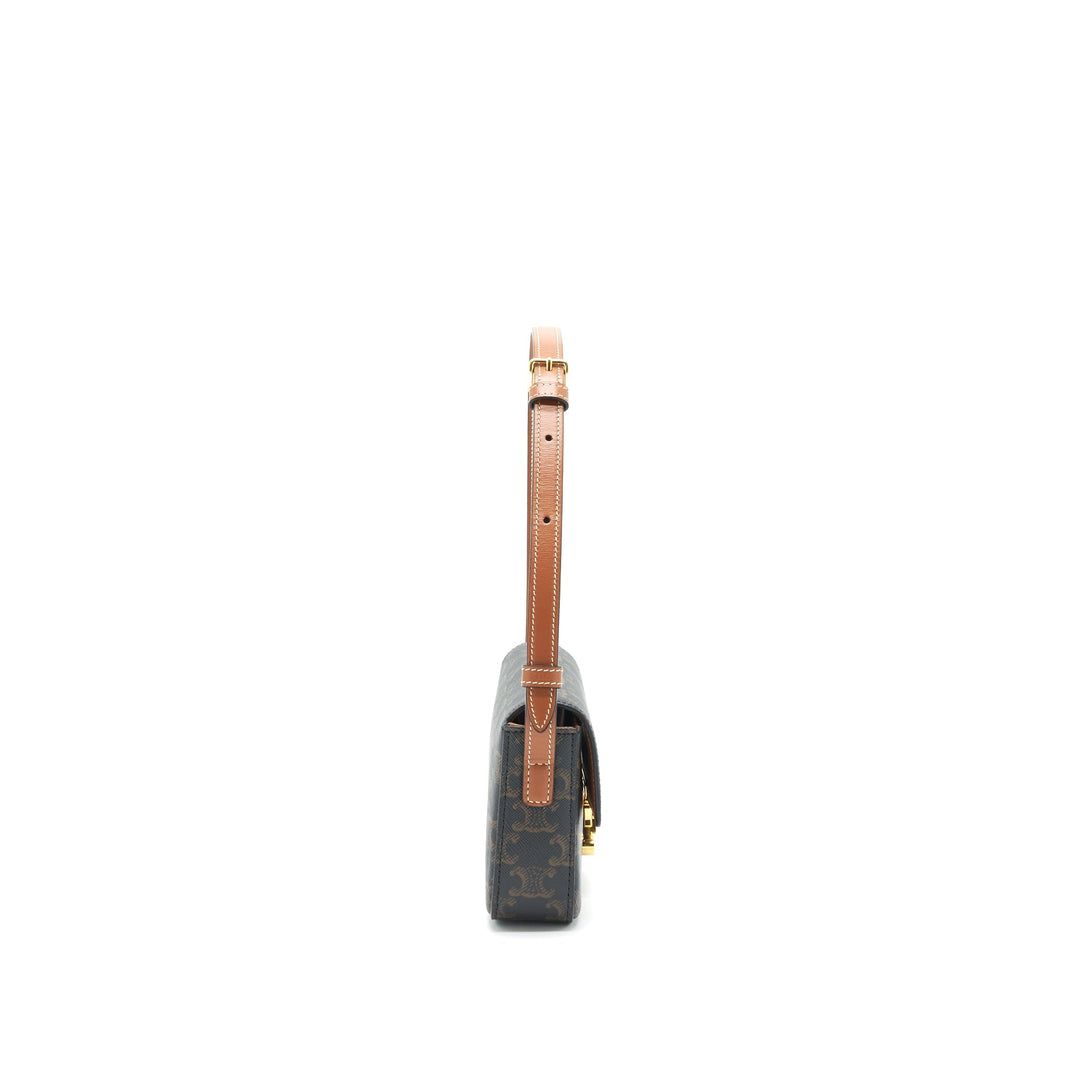 Top Quality Celine Triomphe Shoulder Bag in Triomphe Canvas and Calfskin